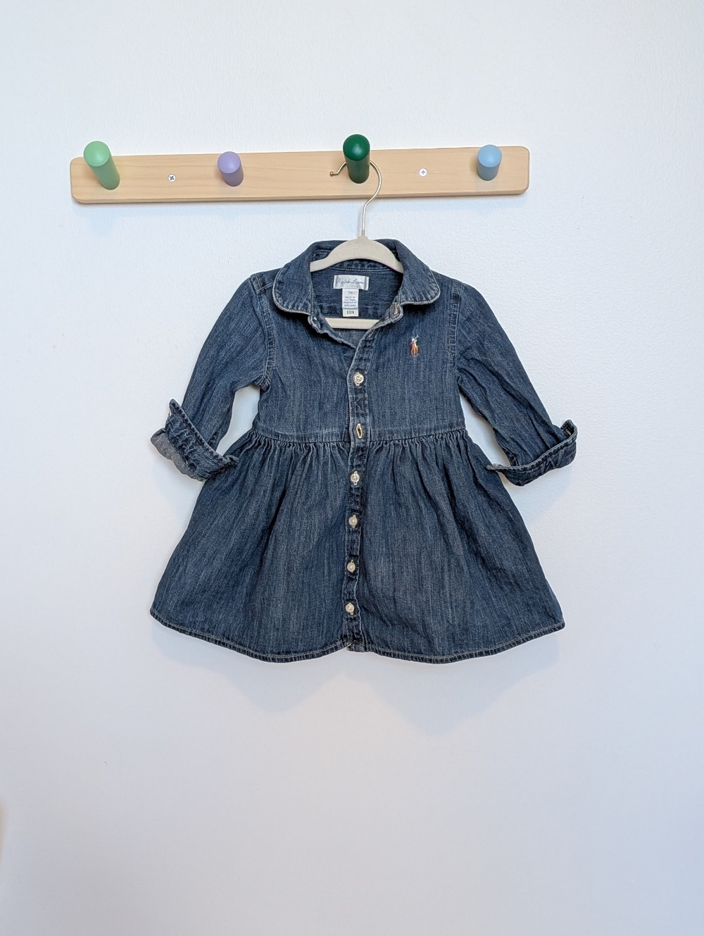 Ralph Lauren - 9M - Denim Dress For Baby Girl - Blue Cottagecore Cowgirl